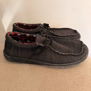 Hey Dude Wally Sox Jet Black Men’s Size 9 Slip On Casual Shoes Lightweight